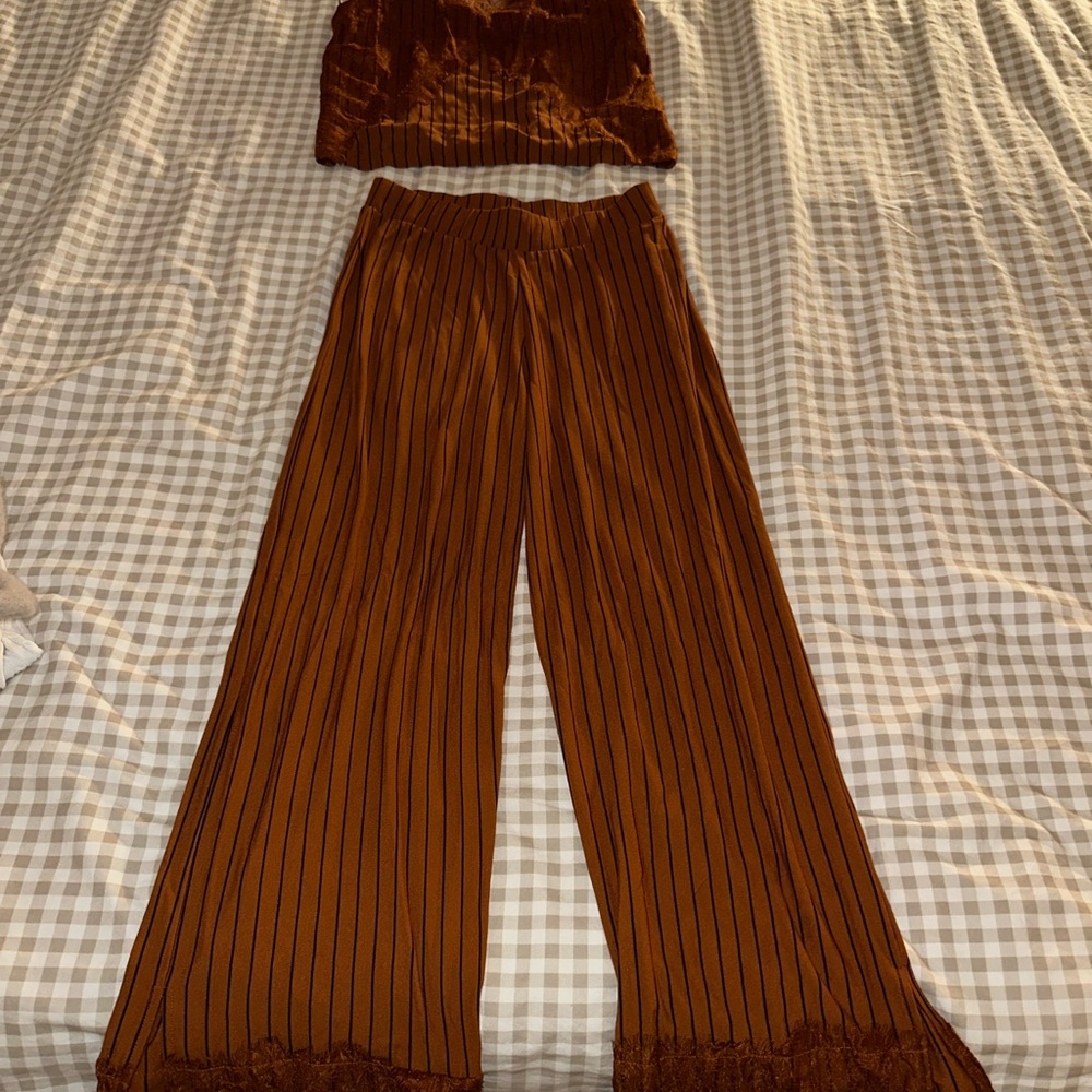 Zara Brown Striped Set